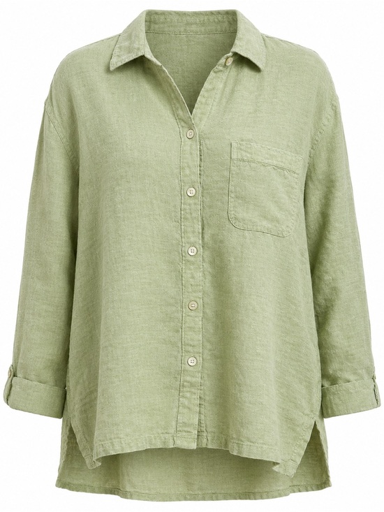 Sigrid Olsen Tops - SO Blue Sigrid Olsen 100% Linen Button Front Shirt 1X Green